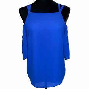 Naked Zebra Blue Cold Shoulder Top Small